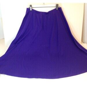 Vintage Silver Threads Blue Flowing Long Skirt Elastic Waist Sz Large USA Made